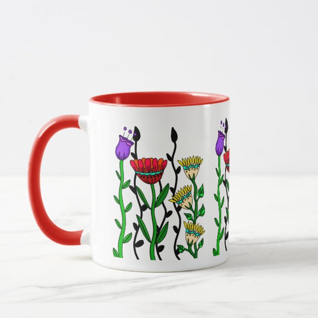Mug Fleurs blanches colorées (Gauche)