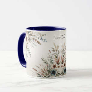 Mug Fleurs Bleu Ivoire Aquarelle