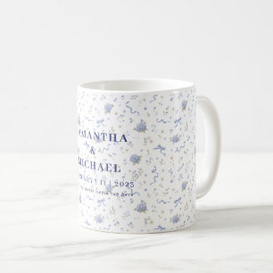 Mug Fleurs Bleu Marine Cadeaux de Mariage Floraux