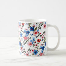 Fleurs bleues et rouges