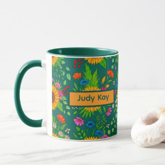 Mug Fleurs Bohème Folk Cadeau Élégant