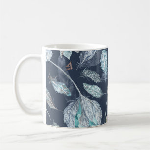 Mug Fleurs Boho Chic : Aquarelle bleu foncé P