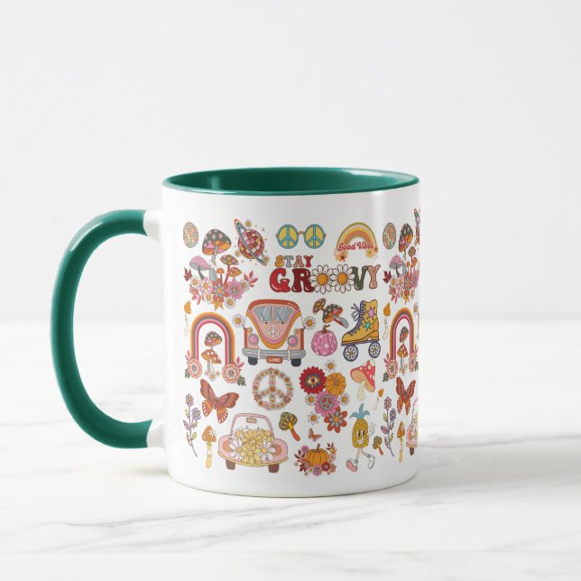 Mug Fleurs boho colorées rétro design floral super (Gauche)