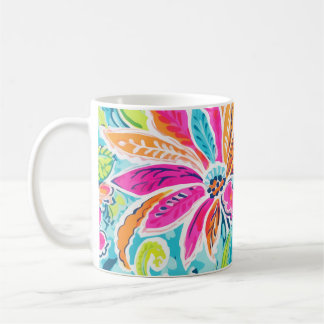 Mug Fleurs colorées florales de Paisley Preppy brillan
