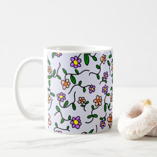 Mug Fleurs colorées, Motif Floral, Verdure, Boho