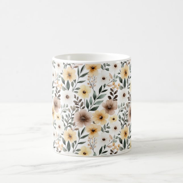 Mug Fleurs Crème Marron Jaune (Centre)