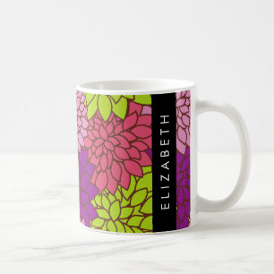 Mug Fleurs Dahlia, Fleurs Colorées, Votre Nom