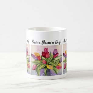 Mug Fleurs d'aquarelle de tulipes multicolores