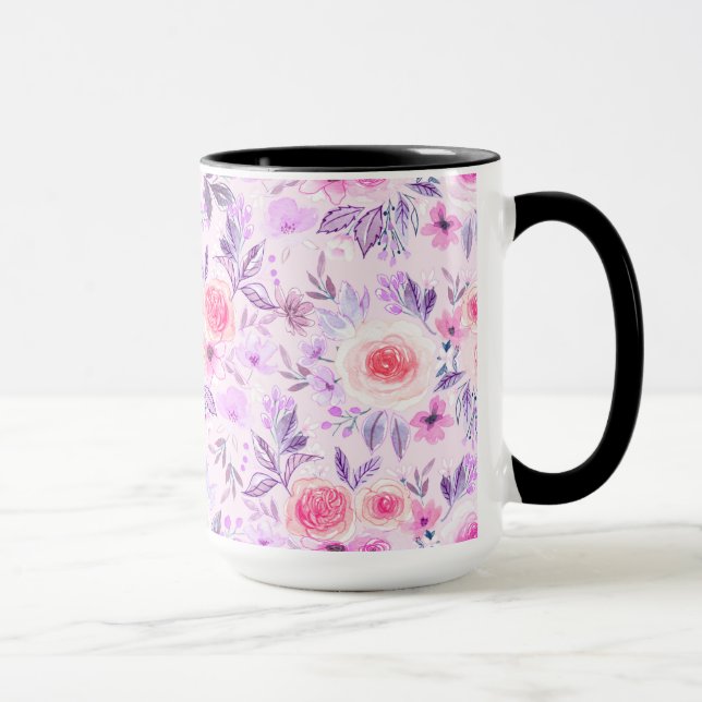 Mug Fleurs d'aquarelle et feuilles 3 (Droite)