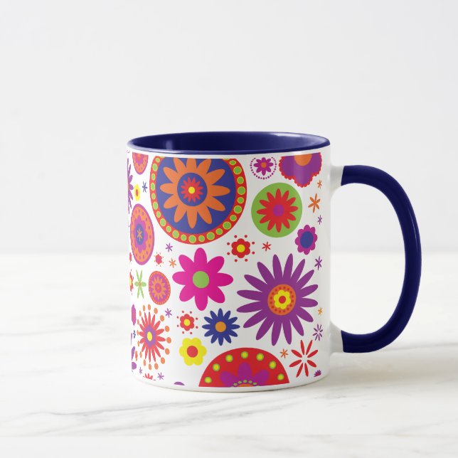 Mug Fleurs d'arc-en-ciel de hippie (Droite)