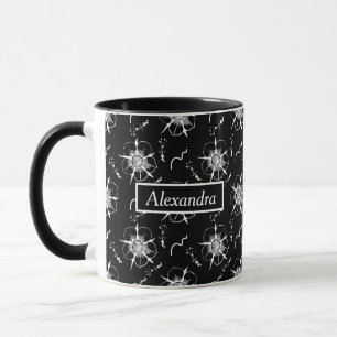 Mug Fleurs d'art Abstraites en ligne blanche