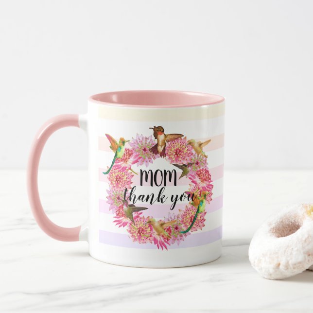 Mug Fleurs d'astrantie et de colibris (Avec donut)