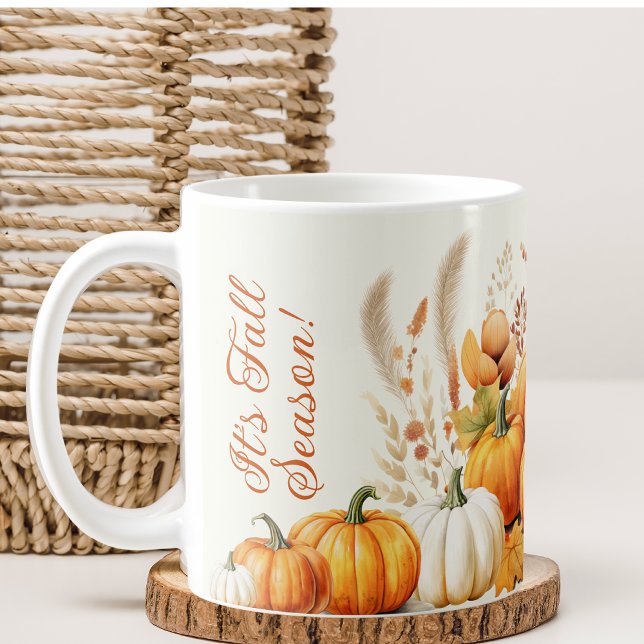 Mug Fleurs d'automne Citrouille blanc Thanksgiving Dîn (Créateur téléchargé)