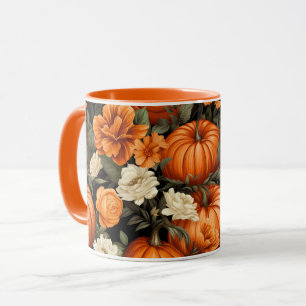 Mug Fleurs d'automne citrouilles Roses