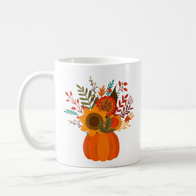 Mug Fleurs d'automne modernes en Citrouille (Gauche)