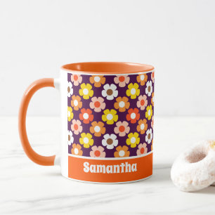 Mug Fleurs d'automne rétro Motif pourpre