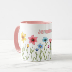 Mug Fleurs de aquarelle personnalisées Café