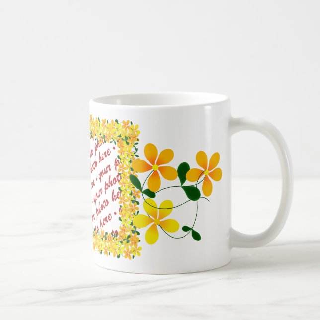Mug Fleurs de cadre orange et jaune (Droite)