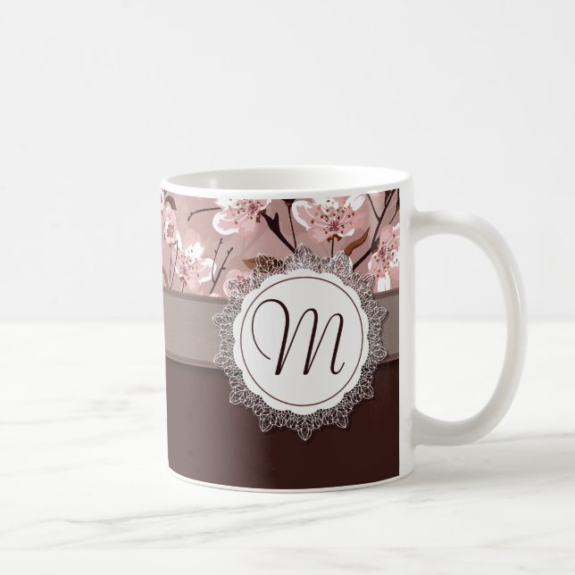 Mug Fleurs de cerisier avec le monogramme de dentelle (Droite)