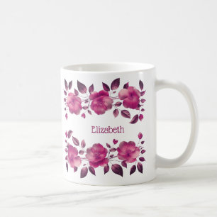 Mug Fleurs de cerisiers en métal rose Votre nom
