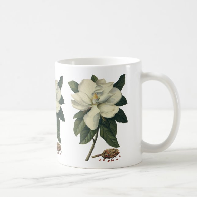 Mug Fleurs de fleurs vintages de Magnolia Blanche en f (Droite)