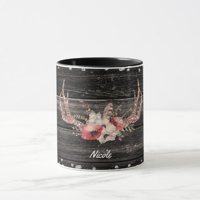 Mug Fleurs de glam rustique et antilopes Chic Boho (Centre)