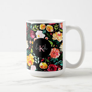 Mug Fleurs de jardin anglais coloré monogrammes motif