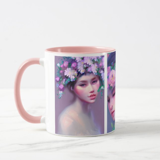 Mug Fleurs de jeunes filles charmantes dans les cheveu (Gauche)
