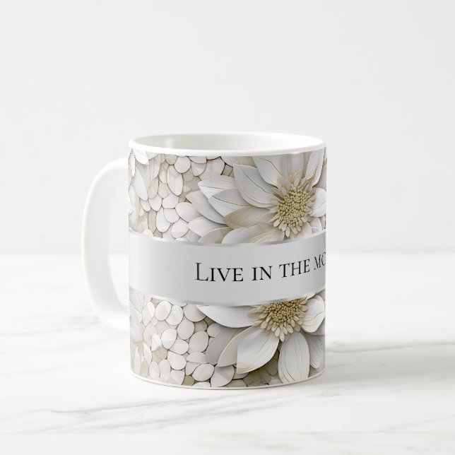 Mug Fleurs de Lotus Blanc Or (Devant gauche)