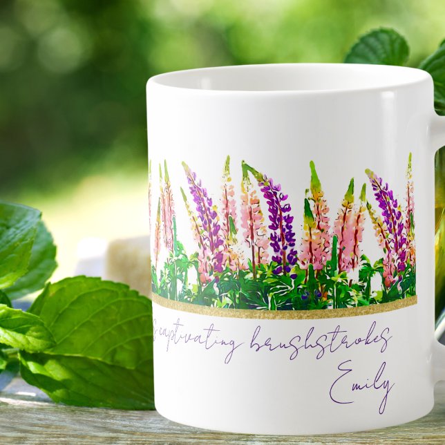 Mug Fleurs de lupine violette délicates Citations de M (Créateur téléchargé)
