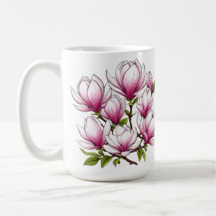 Mug Fleurs de magnolia roses délicates sur une branche