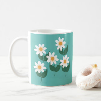 Mug Fleurs de marguerite blanche Boho