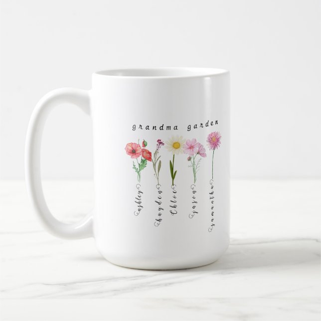 Mug Fleurs de naissance de jardin de grand-mère person (Gauche)