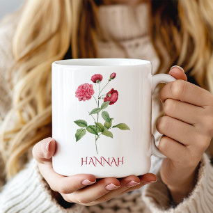 Mug Fleurs de naissance de juin Roses roses rouges
