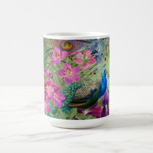 Mug Fleurs de paon et musique