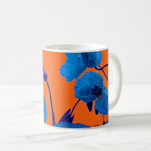Mug Fleurs de pavot aquarelle florale bleue Coucher de