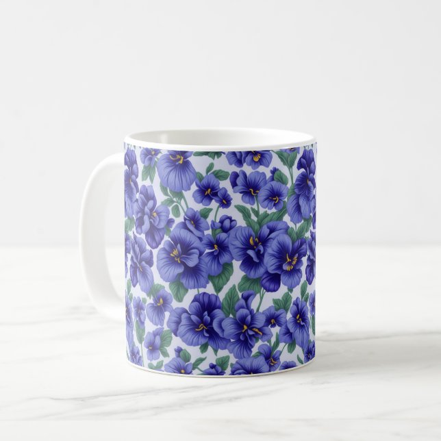 Mug Fleurs de Pensée Bleues (Devant gauche)
