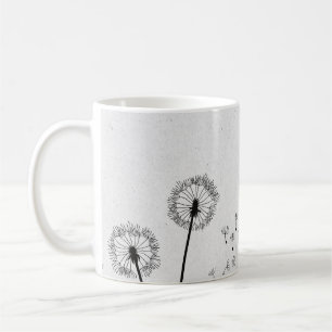 Mug Fleurs de pissenlits aigrettes spores gris