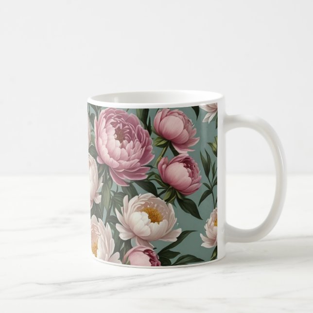 Mug Fleurs de pivoines roses et blanches (Droite)