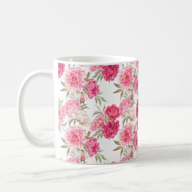 Mug Fleurs de pivoines roses sans couture motif (Gauche)