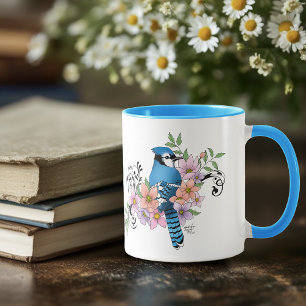 Mug Fleurs de printemps bleu Jay