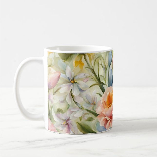 Mug Fleurs De Printemps Sophistiquées. Peinture (Gauche)