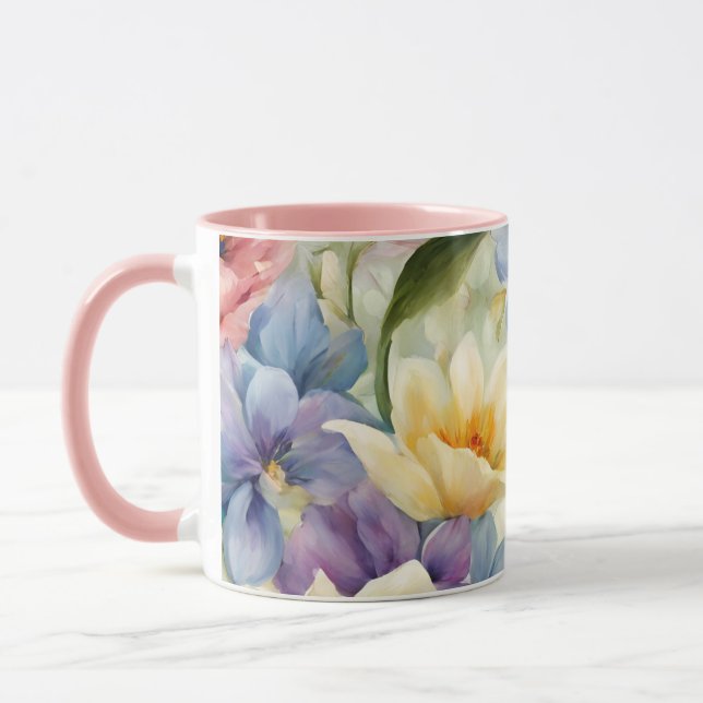 Mug Fleurs De Printemps Sophistiquées. Peinture (Gauche)
