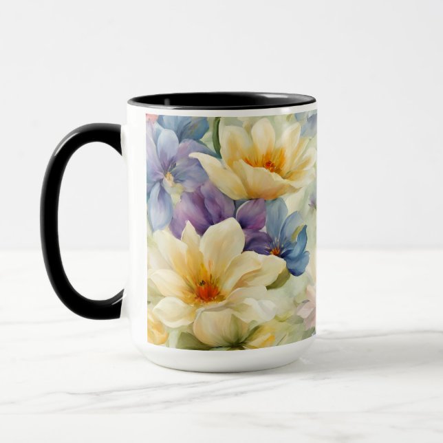 Mug Fleurs De Printemps Sophistiquées. Peinture (Gauche)