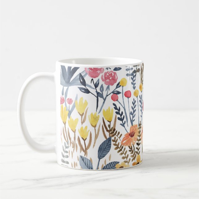 Mug Fleurs de ressort d'aquarelle, patte transparente  (Gauche)