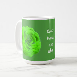 Mug fleurs de roses en vert, optique 3D -