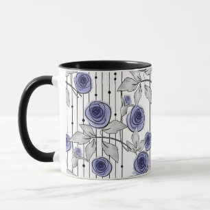 Mug Fleurs de roses modernes abstraites violet gris bl