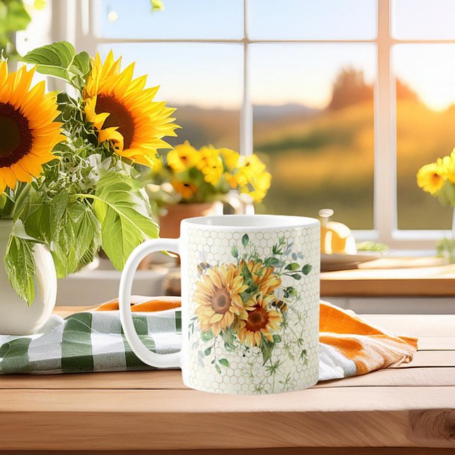 Mug Fleurs de soleil et abeilles (Créateur téléchargé)