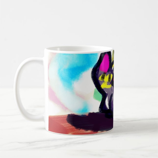 Mug Fleurs de soleil et chat noir (Gauche)
