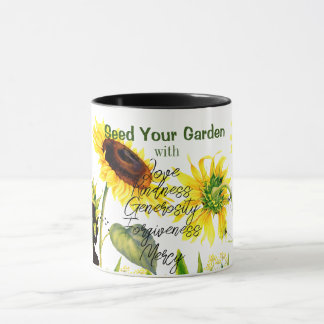 Mug Fleurs de soleil géantes Mots de script Bougie de 